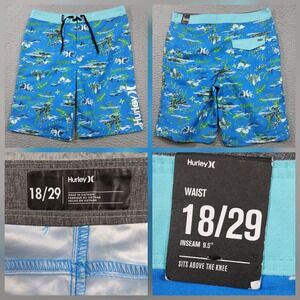 Hurley‎ Board Shorts Youth Boys 18/29 Blue Graphic Surf Swim